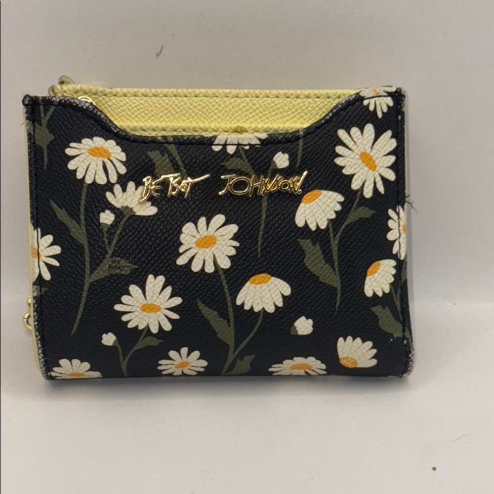 Betsey Johnson Black and Yellow Daisy Wallet